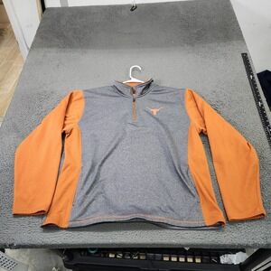 Texas Longhorns Sweatshirt Mens 3XL Gray Orange NCAA Football Longhorn 1/4 Zip